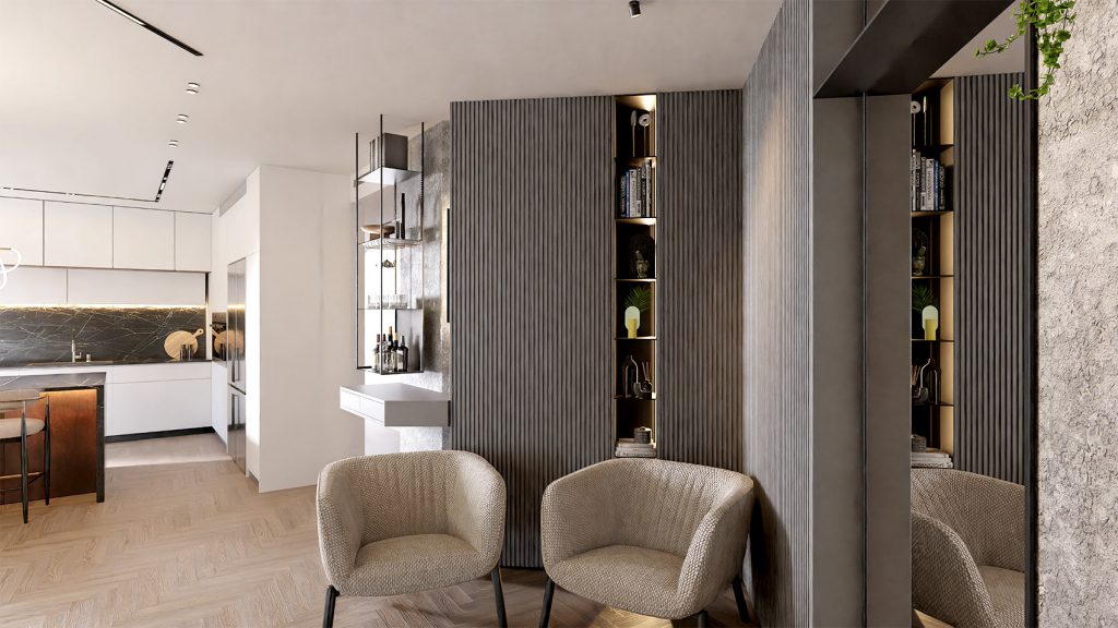 עיצוב פינת בר לסלון